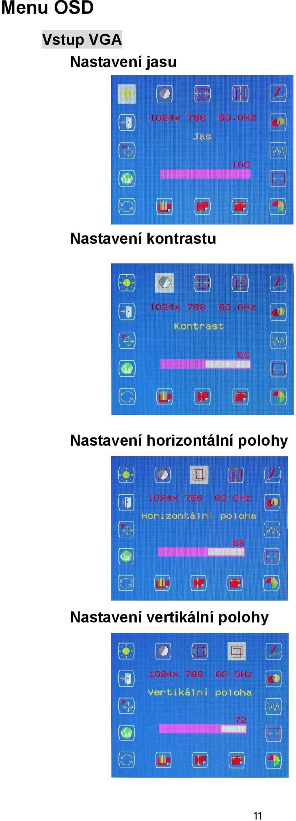 Nastavení horizontální