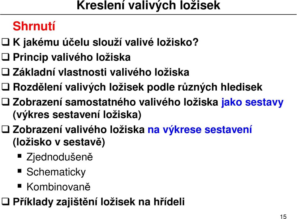 valivých ložisek podle r zných hledisek Zobrazení samostatného valivého ložiska jako sestavy (výkres