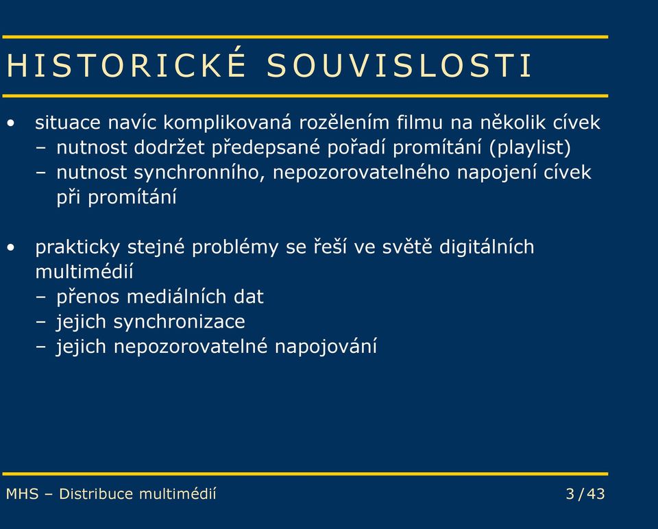 cívek při promítání prakticky stejné problémy se řeší ve světě digitálních multimédií přenos