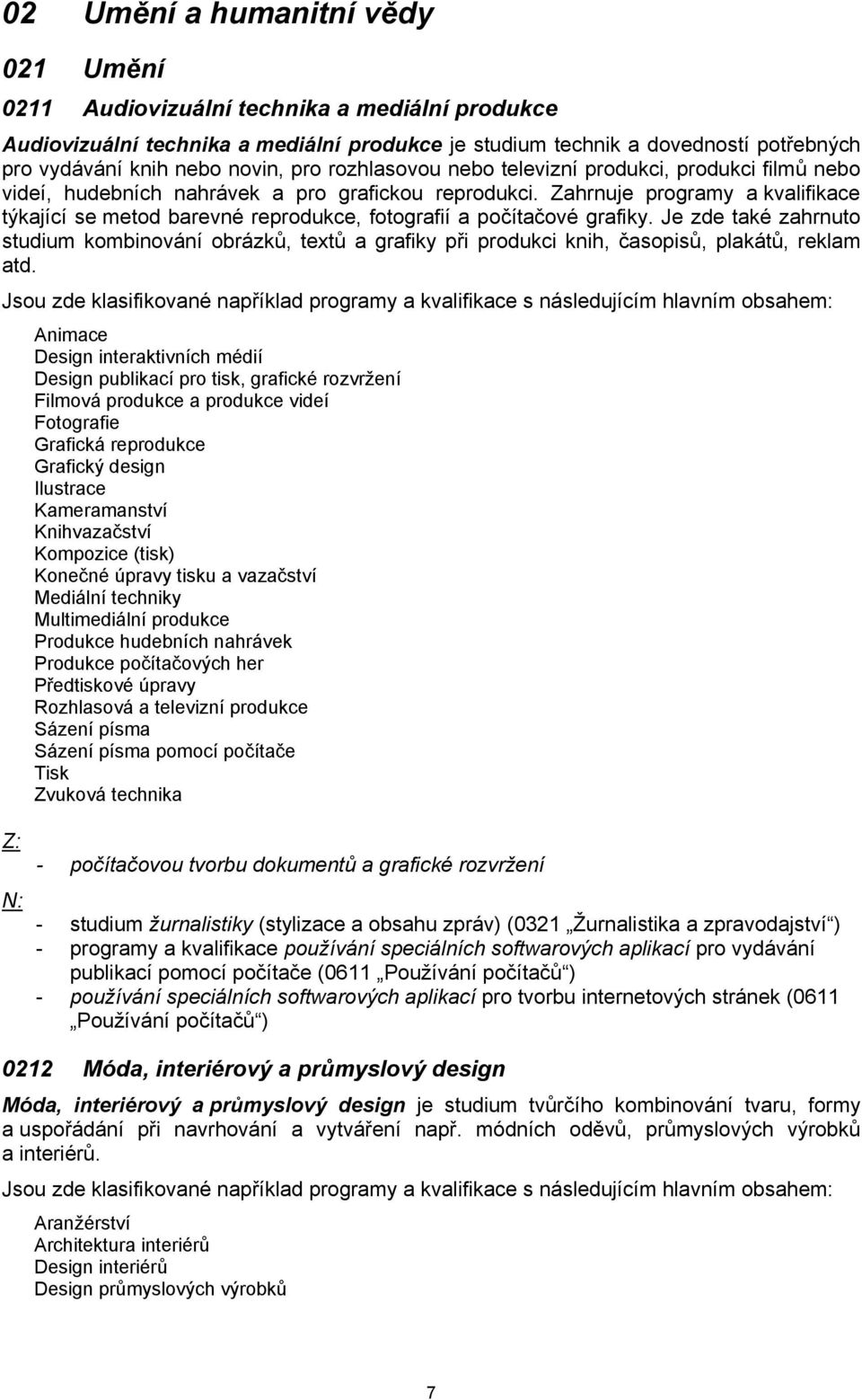 Zahrnuje programy a kvalifikace týkající se metod barevné reprodukce, fotografií a počítačové grafiky.