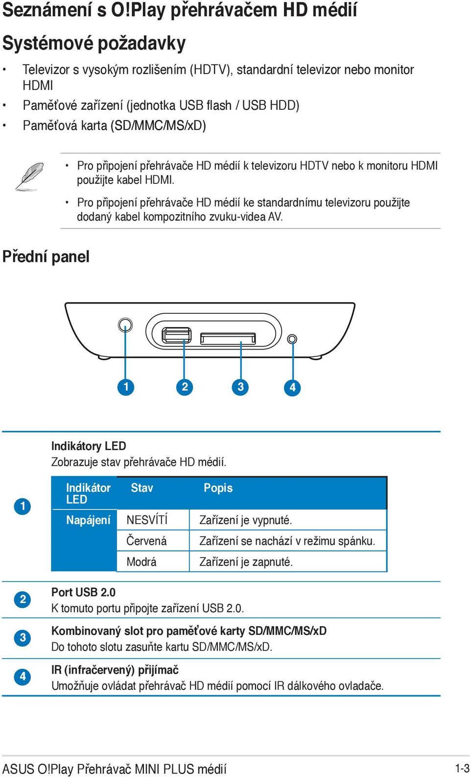 (SD/MMC/MS/xD) Pro připojení přehrávače HD médií k televizoru HDTV nebo k monitoru HDMI použijte kabel HDMI.