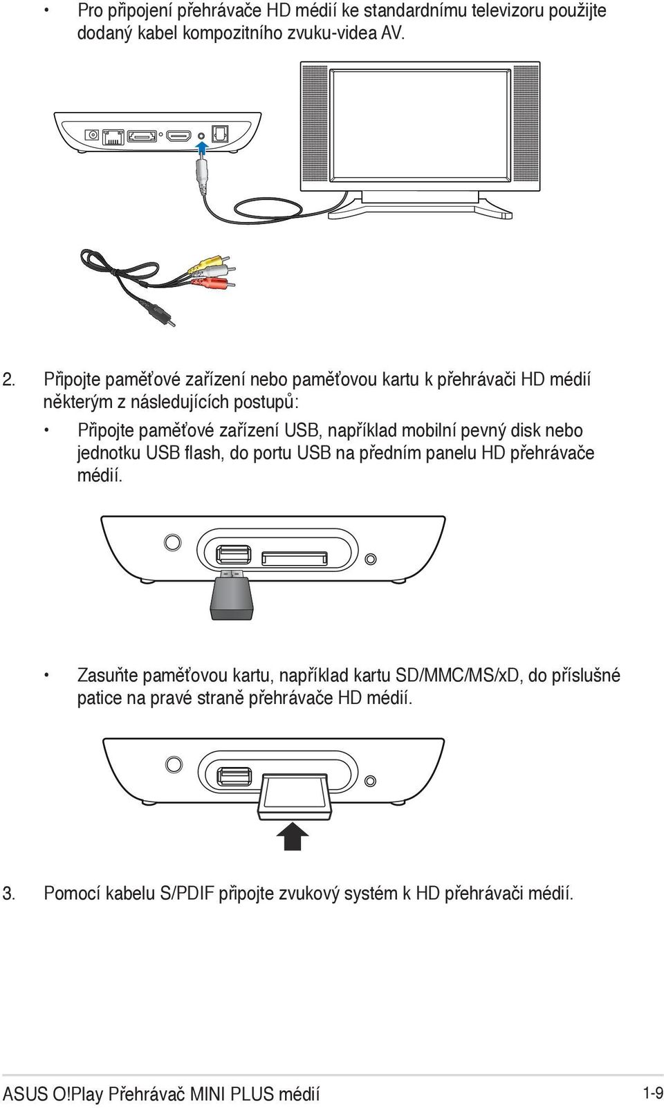 mobilní pevný disk nebo jednotku USB flash, do portu USB na předním panelu HD přehrávače médií.