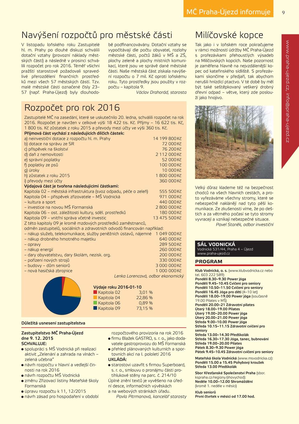 Zřizovací listiny Mateřské školy Formanská úpravu rozpočtu k 11, 12/2015 návrh zásad pro hospodaření v období V listopadu loňského roku Zastupitelé hl. m.
