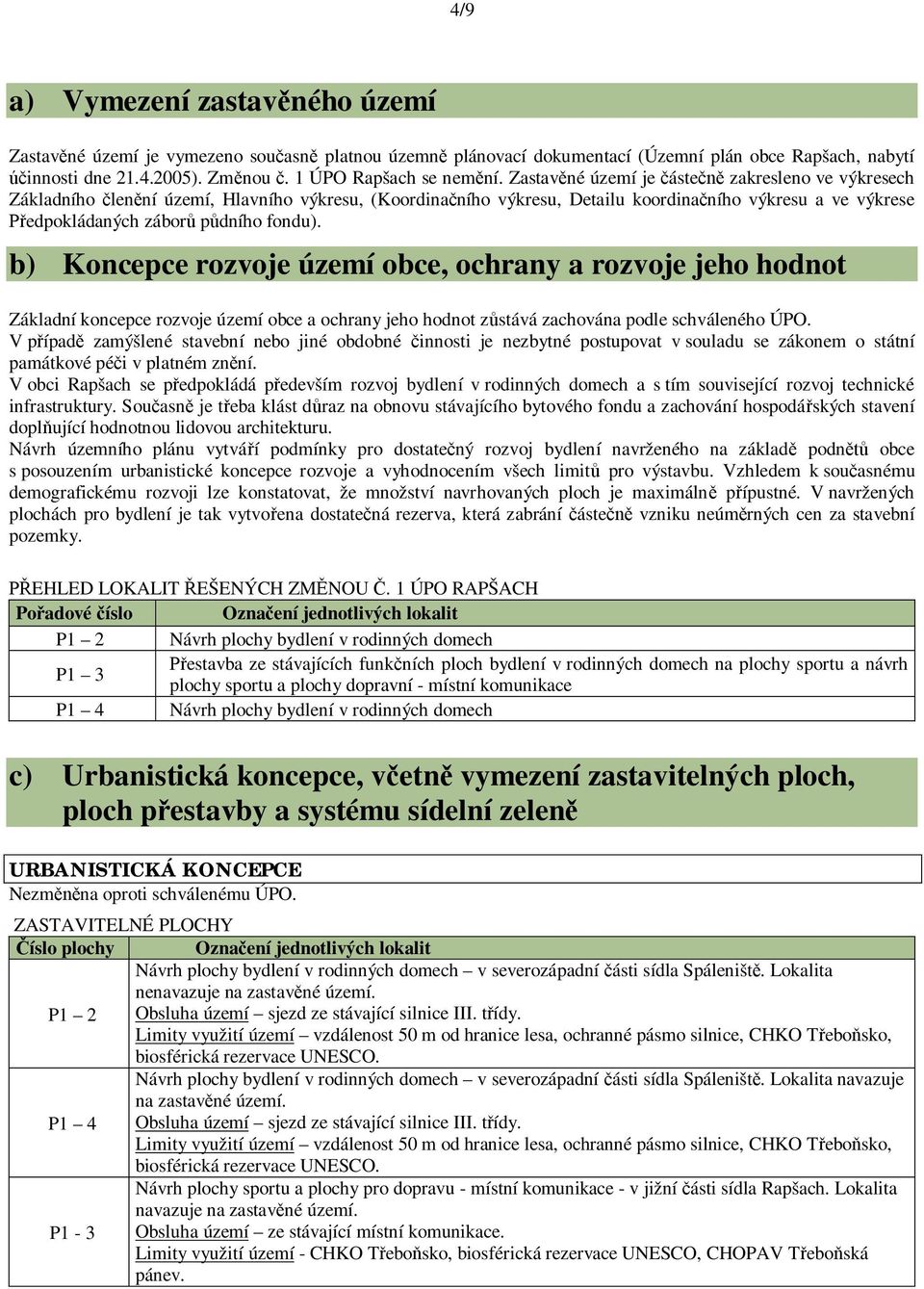 b) Koncepce rozvoje území obce, ochrany a rozvoje jeho hodnot Základní koncepce rozvoje území obce a ochrany jeho hodnot z stává zachována podle schváleného ÚPO.