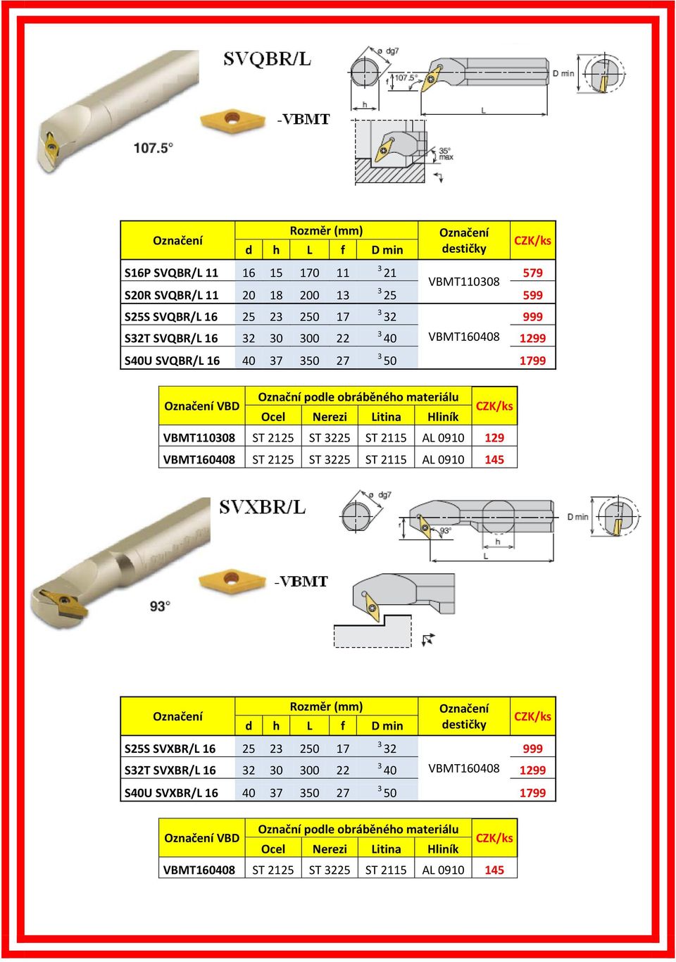 AL 0910 129 VBMT160408 ST 25 ST 225 ST 15 AL 0910 145 S25S SVXBR/L 16 25 2 250 17 S2T SVXBR/L 16 2 0