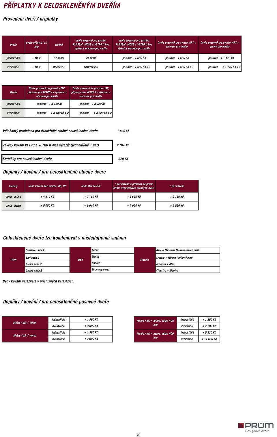 + 530 Kč posuvné + 530 Kč posuvné + 1 170 Kč dvoukřídlé + 10 % otočné x 2 posuvné x 2 posuvné + 530 Kč x 2 posuvné + 530 Kč x 2 posuvné + 1 170 Kč x 2 Dveře Dveře posuvné do pouzdra JAP, příprava pro