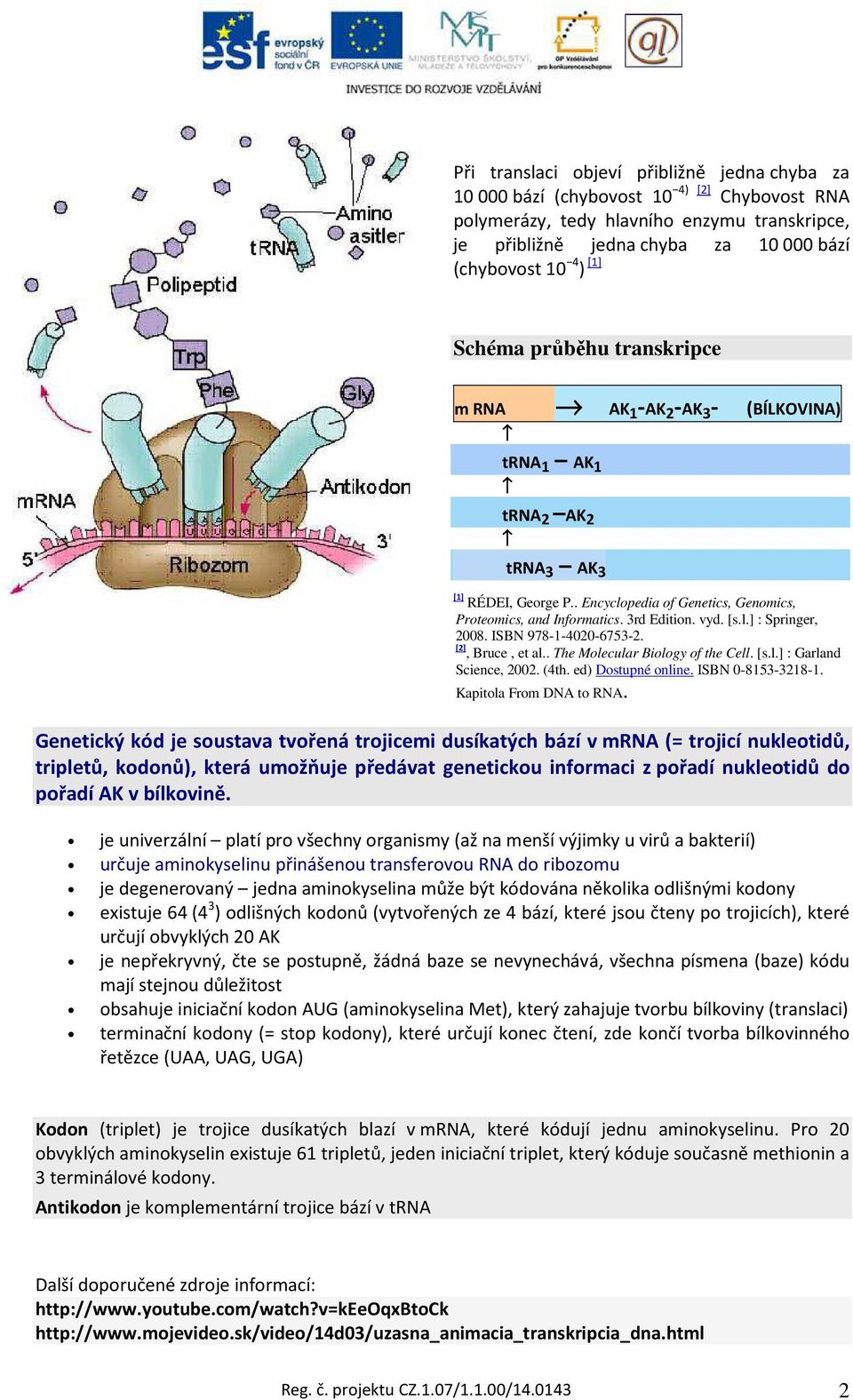 3rd Edition. vyd. [s.l.] : Springer, 2008. ISBN 978-1-4020-6753-2. [2], Bruce, et al.. The Molecular Biology of the Cell. [s.l.] : Garland Science, 2002. (4th. ed) Dostupné online. ISBN 0-8153-3218-1.