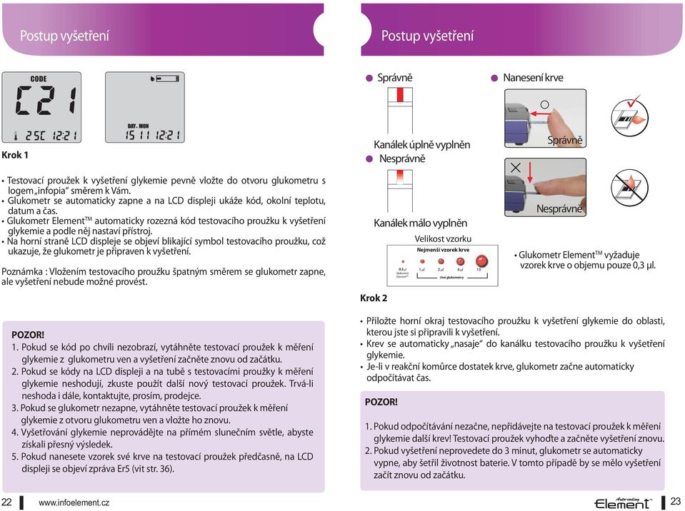 Glukometr Element TM automaticky rozezná kód testovacího proužku k vyšetření glykemie a podle něj nastaví přístroj.