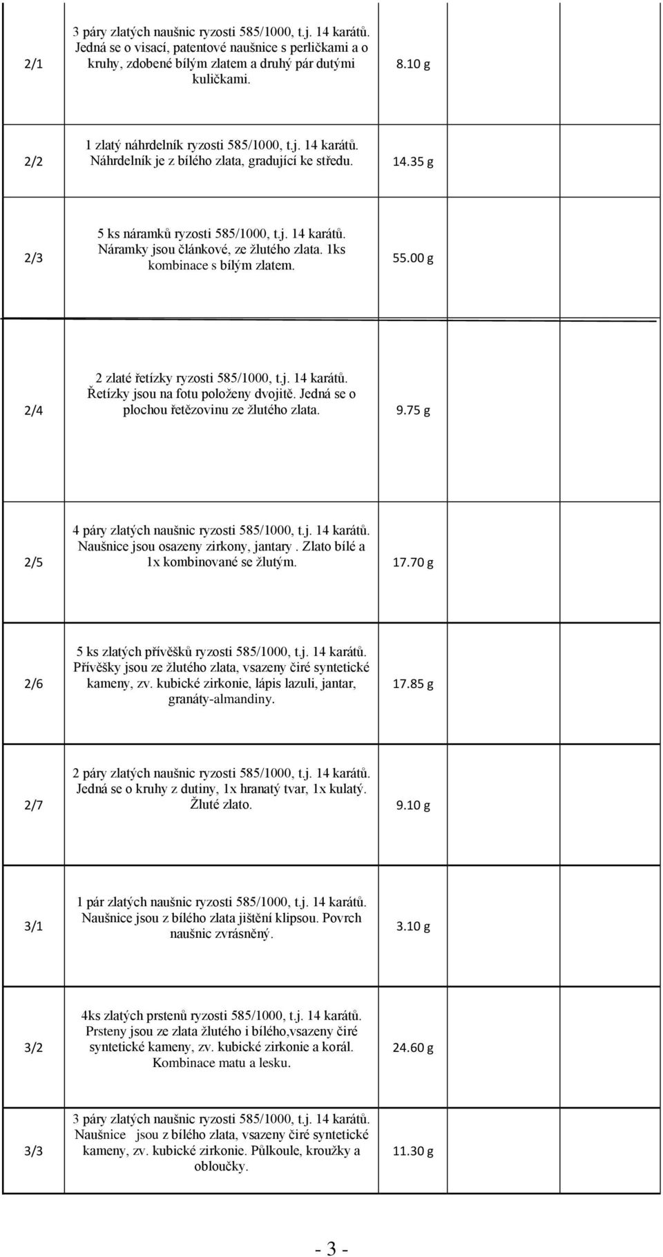 1ks kombinace s bílým zlatem. 55.00 g 2/4 2 zlaté řetízky ryzosti 585/1000, t.j. 14 karátů. Řetízky jsou na fotu položeny dvojitě. Jedná se o plochou řetězovinu ze žlutého zlata. 9.