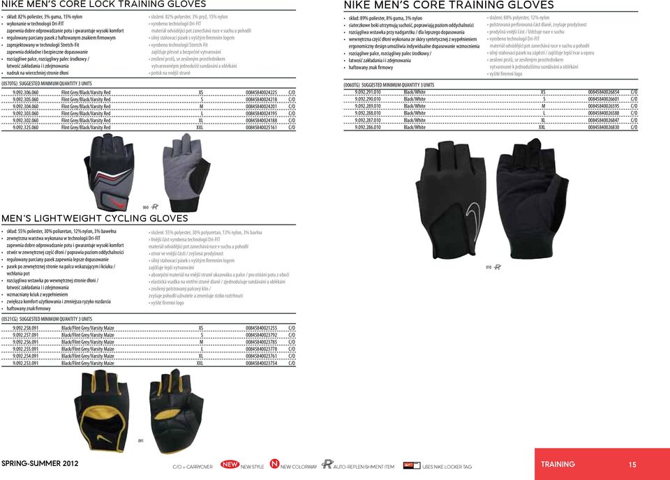 nadruk na wierzchniej stronie dłoni složení: 82% polyester, 3% pryž, 15% nylon vyrobeno technologií Dri-FIT materiál odvádějící pot zanechává ruce v suchu a pohodlí silný stahovací pásek s vyšitým
