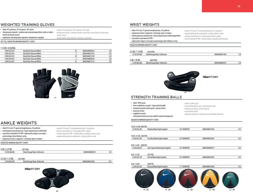 jiném cvičení regulovatelné, dvojí zapínání / bezpečné a pohodlné 1.1 LBS / 0.50 KGS 9.092.074.031 Black/Dark Charcoal/White XS 00845840008263 C/O 9.092.032.