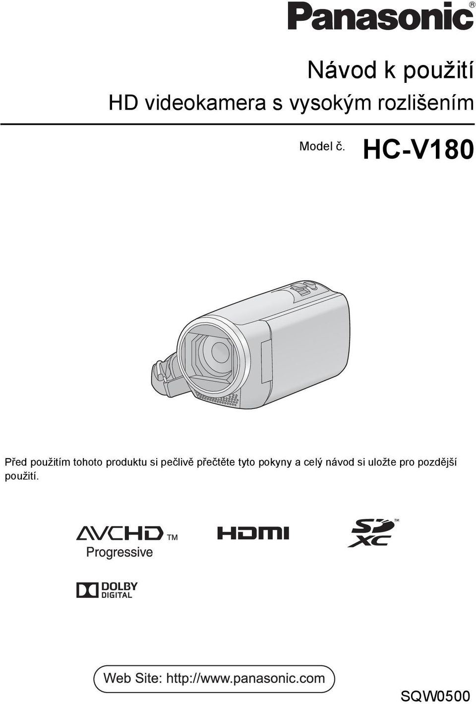 HC-V180 Před použitím tohoto produktu si