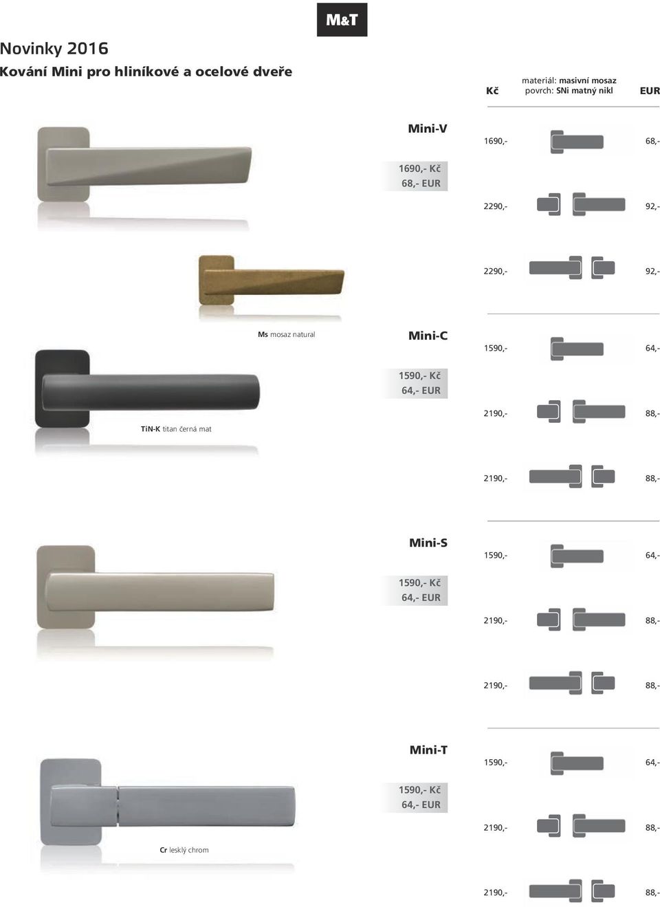 Ms mosaz natural Mini-C TiN-K titan černá mat 88,- 88,- Mini-S Mini-T Cr