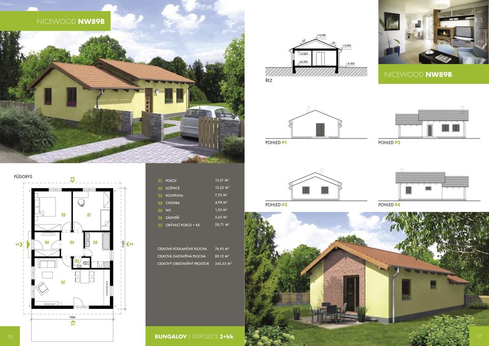 M 2 POHLED POHLED ZÁDVEŘÍ 5,65 M 2 OBÝVACÍ + KK 28,71 M 2 11500