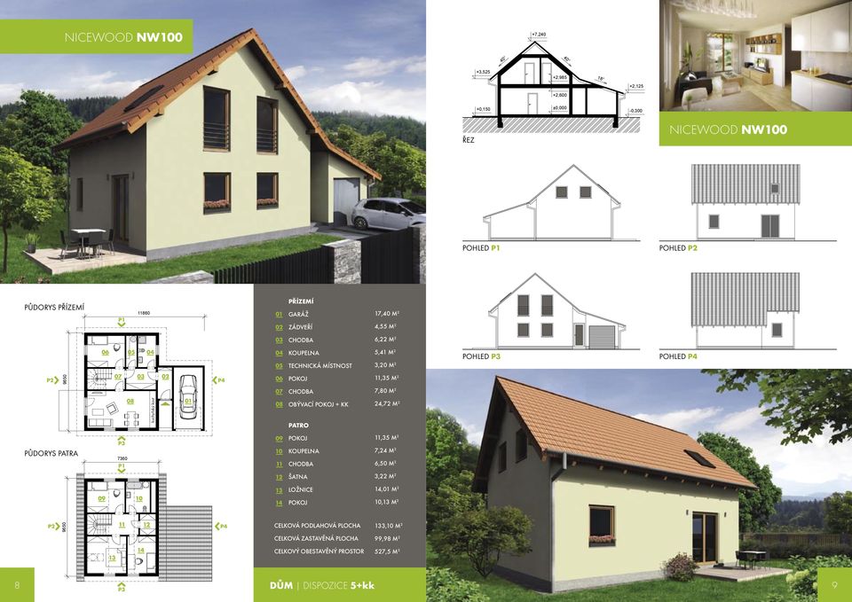 2 3,20 M 2 POHLED POHLED 9650 11,35 M 2 7,80 M 2 OBÝVACÍ + KK PATRO 24,72 M 2 PŮDORYS PATRA 7360 11,35 M