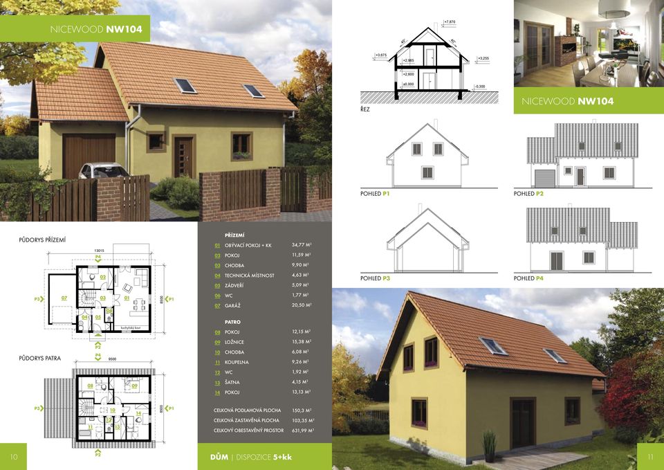 M 2 5,09 M 2 POHLED POHLED 8500 GARÁŽ 1,77 M 2 20,50 M 2 PATRO 12,15 M 2 PŮDORYS PATRA 9500 15,38 M 2