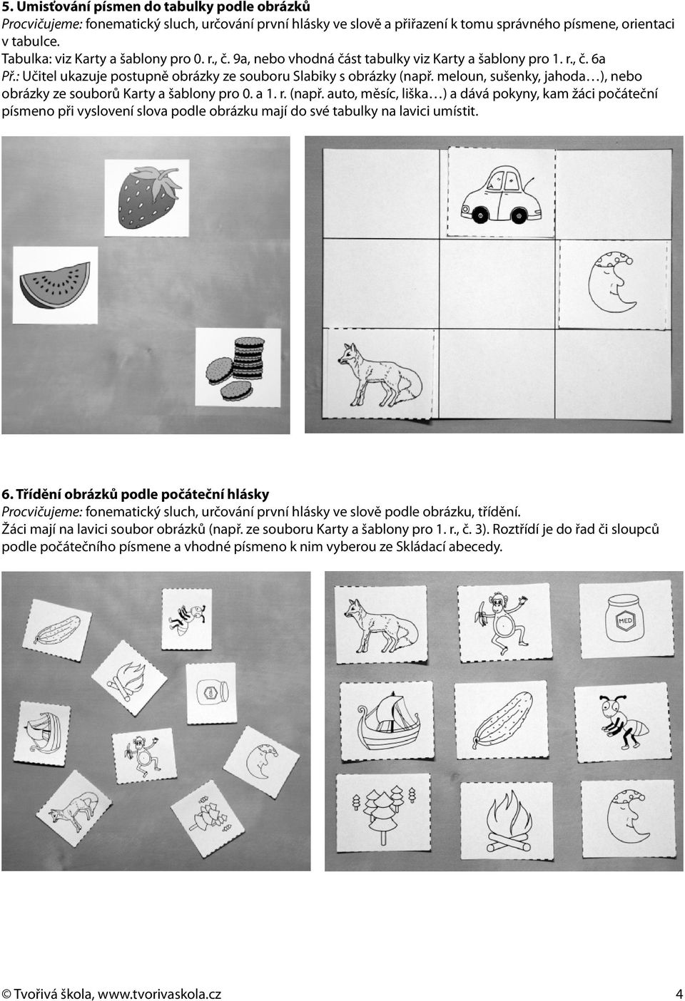 meloun, sušenky, jahoda ), nebo obrázky ze souborů Karty a šablony pro 0. a 1. r. (např.