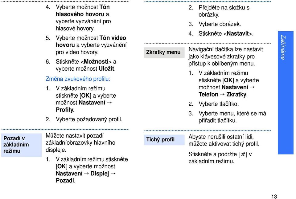 Přejděte na složku s obrázky. 3. Vyberte obrázek. 4. Stiskněte <Nastavit>. Navigační tlačítka lze nastavit jako klávesové zkratky pro přístup k oblíbeným menu. 1.