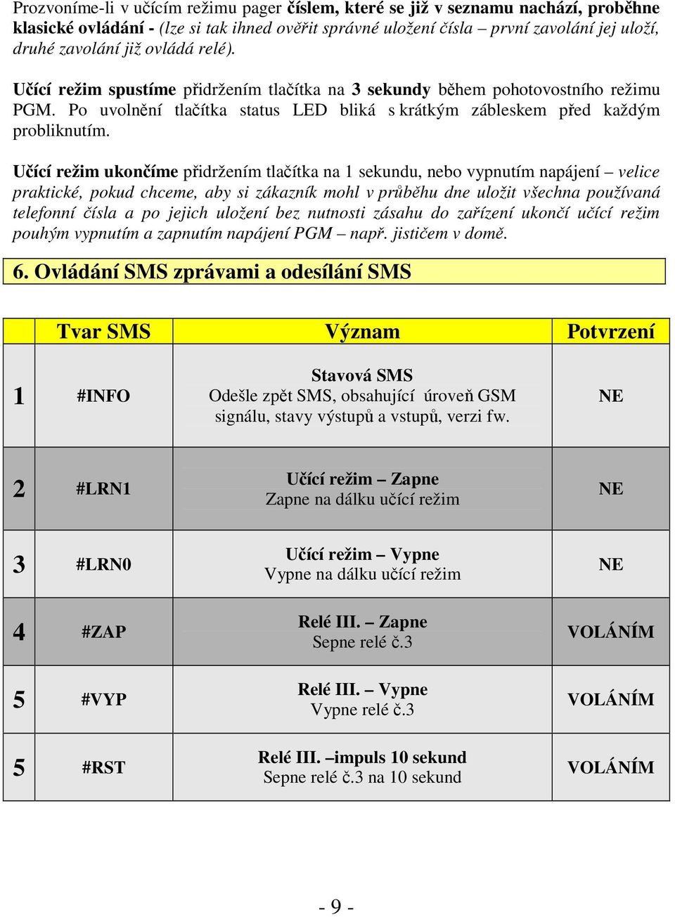 Učící režim ukončíme přidržením tlačítka na 1 sekundu, nebo vypnutím napájení velice praktické, pokud chceme, aby si zákazník mohl v průběhu dne uložit všechna používaná telefonní čísla a po jejich