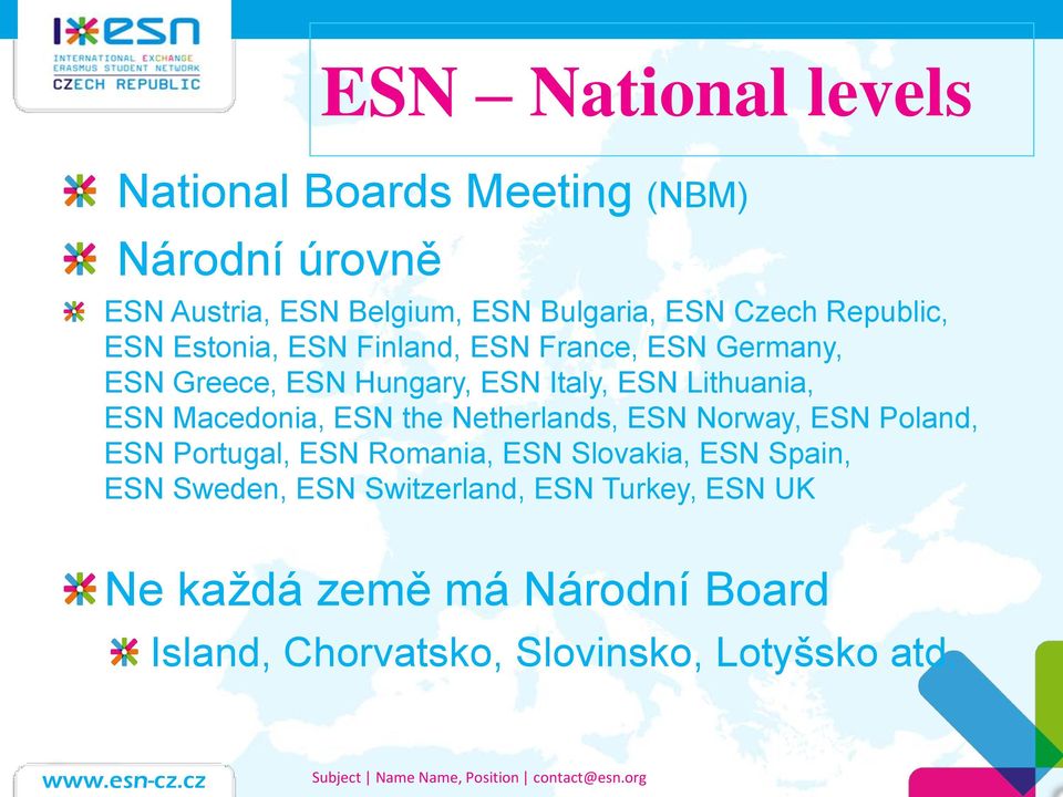 Macedonia, ESN the Netherlands, ESN Norway, ESN Poland, ESN Portugal, ESN Romania, ESN Slovakia, ESN Spain, ESN