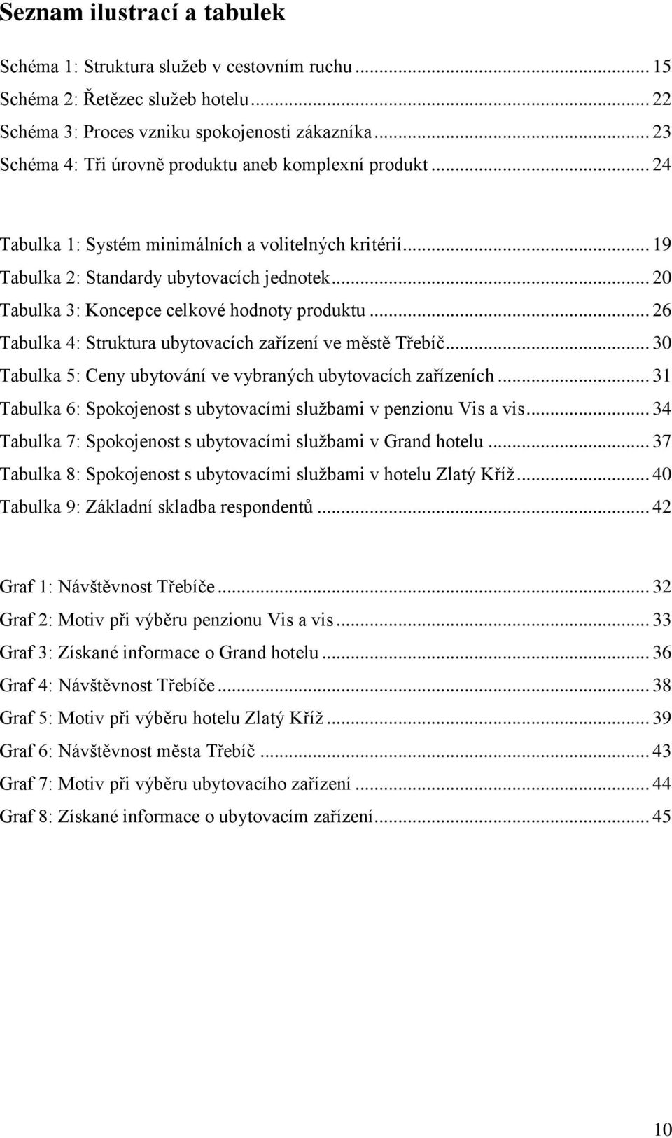 .. 20 Tabulka 3: Koncepce celkové hodnoty produktu... 26 Tabulka 4: Struktura ubytovacích zařízení ve městě Třebíč... 30 Tabulka 5: Ceny ubytování ve vybraných ubytovacích zařízeních.