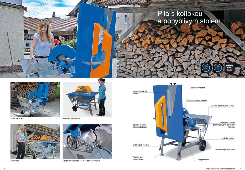 ochrana pilového kotouče 1 42 14 t 3 2 Mechanická brzda garantuje rychlé zastavení kotouče 42 52 16 3t 1 Ložiska kolíbky Držáky pro dopravu 52 10 42 t 4 30
