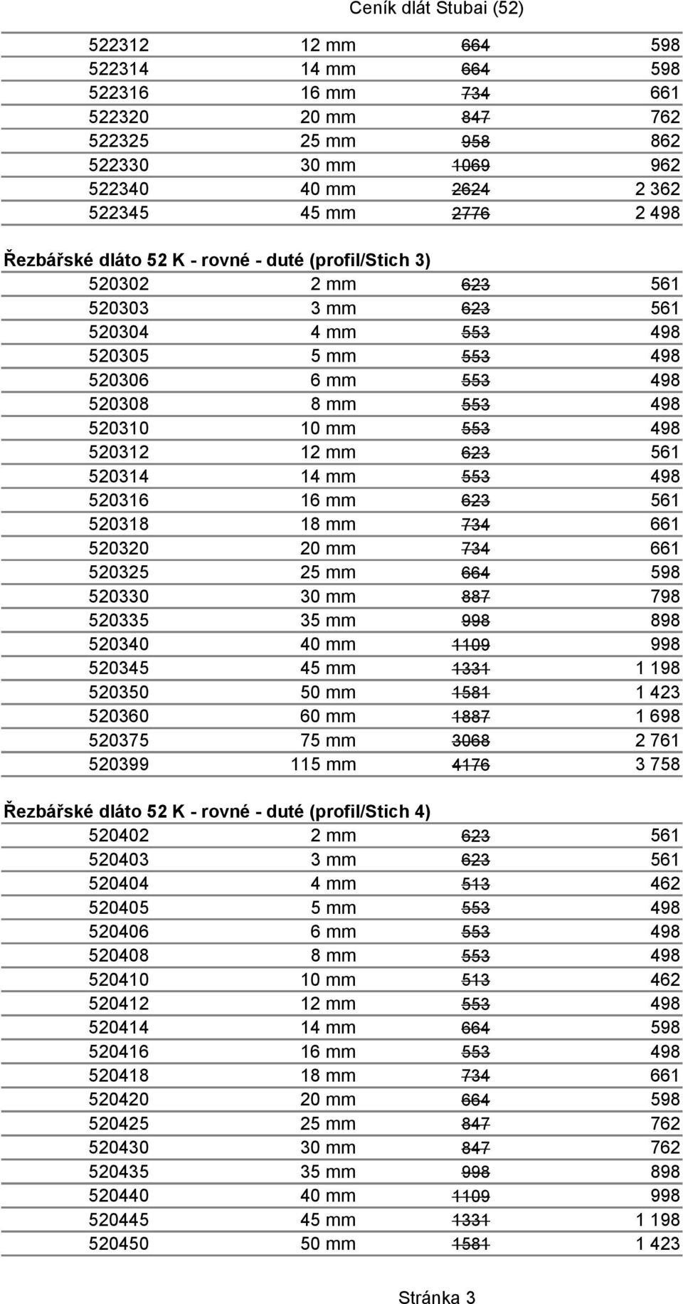 520316 16 mm 623 561 520318 18 mm 734 661 520320 20 mm 734 661 520325 25 mm 664 598 520330 30 mm 887 798 520335 35 mm 998 898 520340 40 mm 1109 998 520345 45 mm 1331 520350 50 mm 1581 520360 60 mm