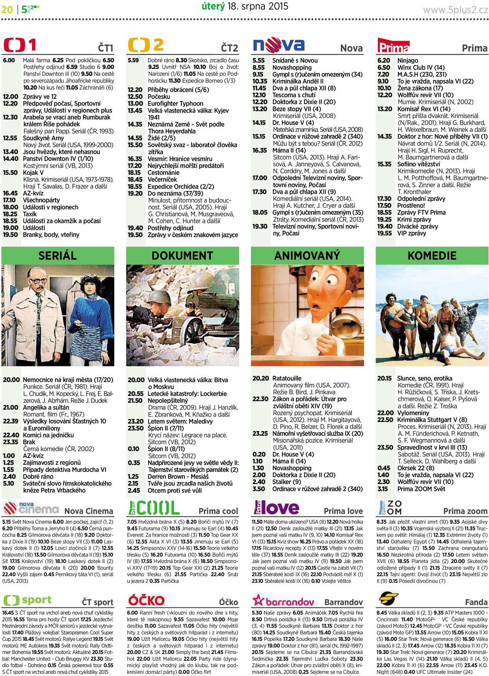 Seriál (ČR, 1993) 12.55 Soudkyně Amy Nový život. Seriál (USA, 1999-2000) 13.40 Jsou hvězdy, kterénehasnou 14.40 Panství Downton IV (1/10) Kostýmní seriál (VB, 2013) 15.50 Kojak V Klisna.