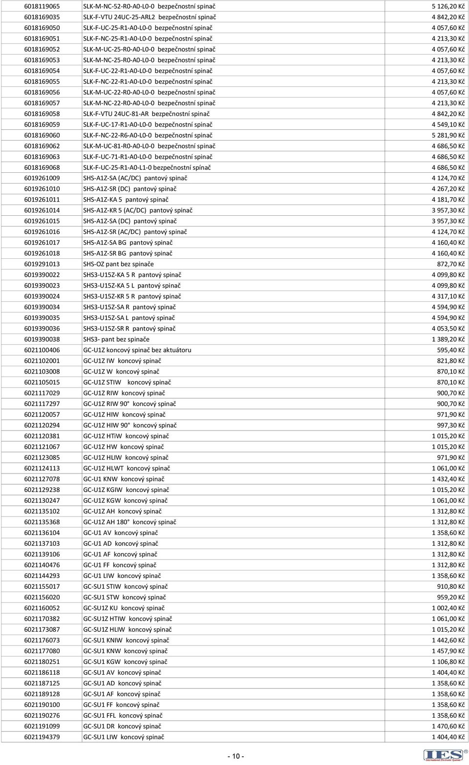 6018169054 SLK-F-UC-22-R1-A0-L0-0 bezpečnostní spinač 4 057,60 Kč 6018169055 SLK-F-NC-22-R1-A0-L0-0 bezpečnostní spinač 4 213,30 Kč 6018169056 SLK-M-UC-22-R0-A0-L0-0 bezpečnostní spinač 4 057,60 Kč