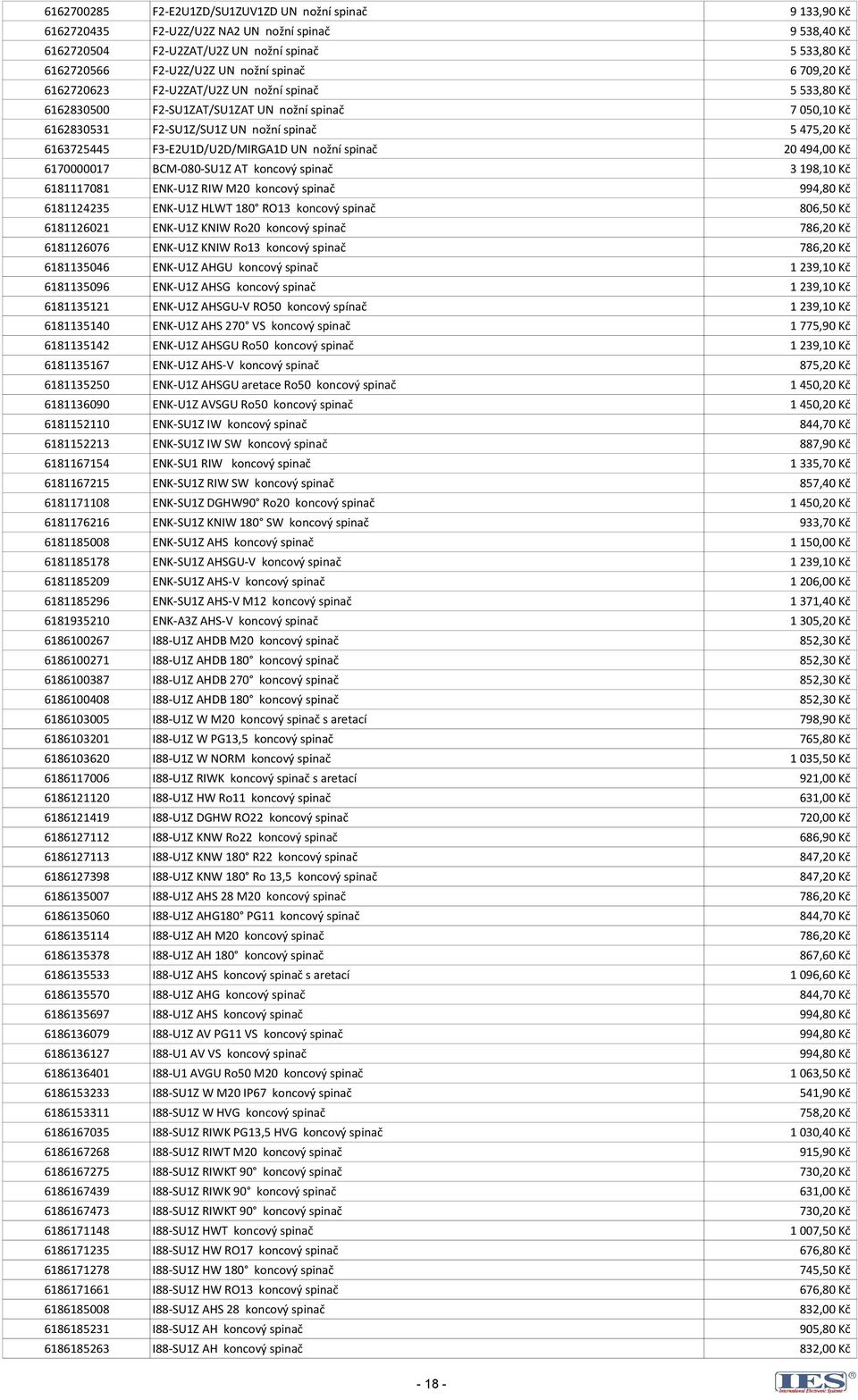 F3-E2U1D/U2D/MIRGA1D UN nožní spinač 20 494,00 Kč 6170000017 BCM-080-SU1Z AT koncový spinač 3 198,10 Kč 6181117081 ENK-U1Z RIW M20 koncový spinač 994,80 Kč 6181124235 ENK-U1Z HLWT 180 RO13 koncový