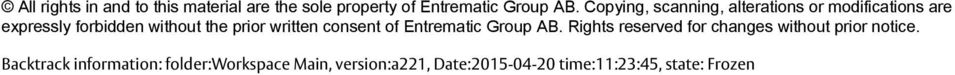 written consent of Entrematic Group AB. Rights reserved for changes without prior notice.