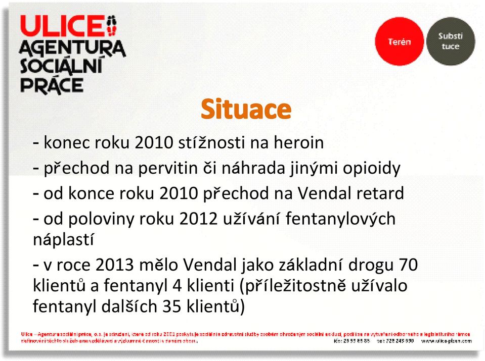 2012 užívání fentanylových náplastí - v roce 2013 mělo Vendal jako základní