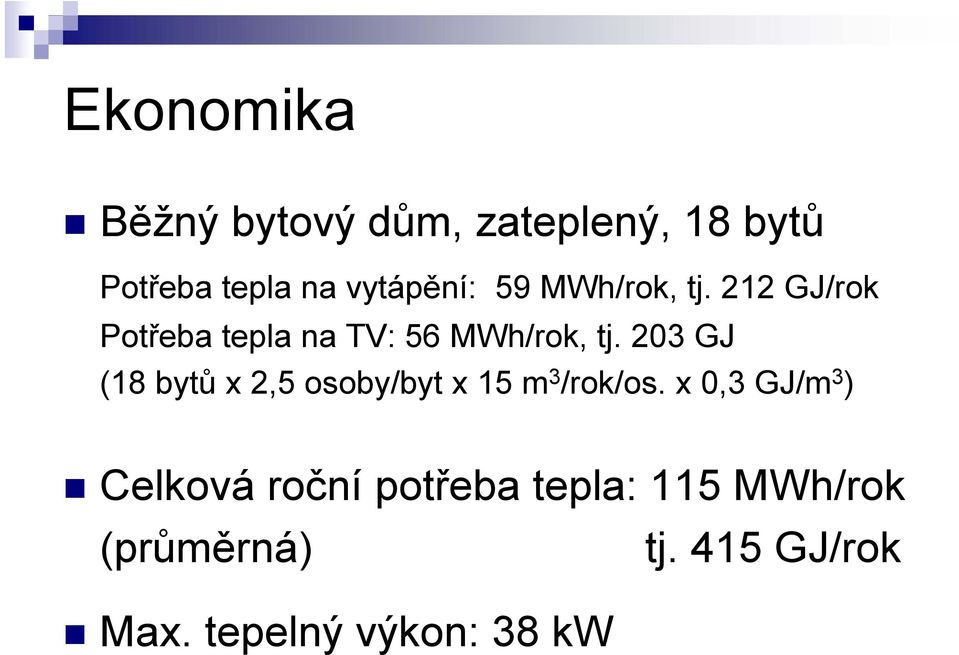 203 GJ (18 bytů x 2,5 osoby/byt x 15 m 3 /rok/os.