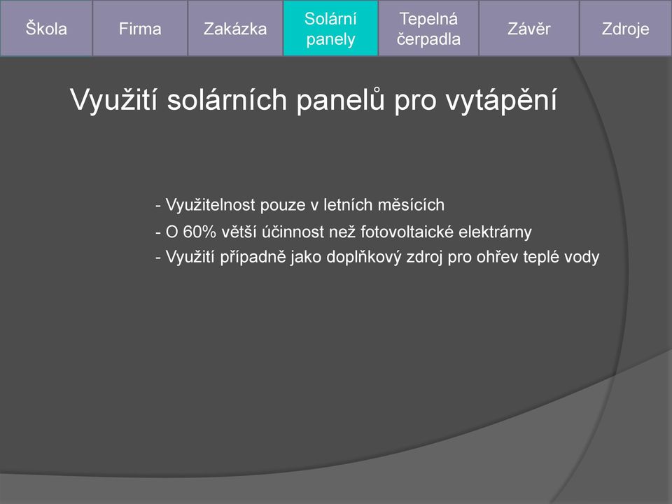 letních měsících - O 60% větší účinnost než fotovoltaické