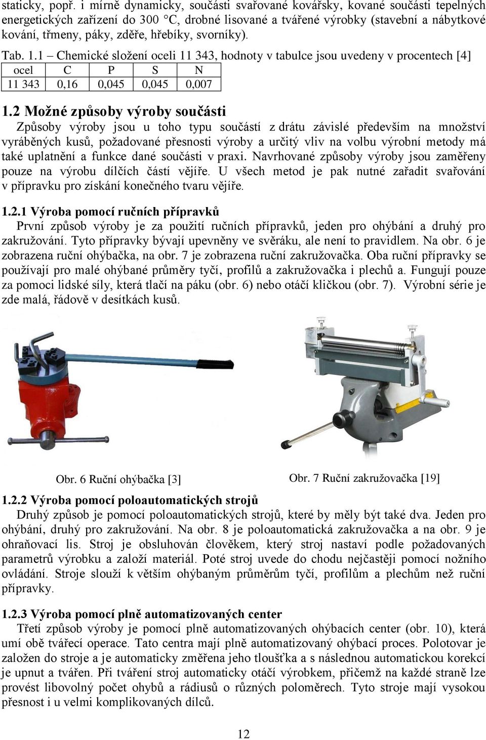 hřebíky, svorníky). Tab. 1.1 Chemické složení oceli 11 343, hodnoty v tabulce jsou uvedeny v procentech [4] ocel C P S N 11 343 0,16 0,045 0,045 0,007 1.