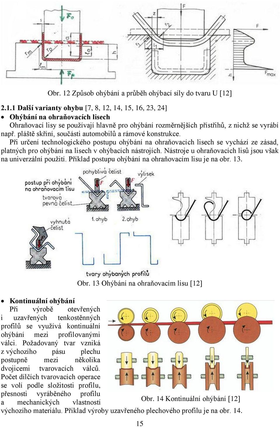 Nástroje u ohraňovacích lisů jsou však na univerzální použití. Příklad postupu ohýbání na ohraňovacím lisu je na obr. 13. Obr.