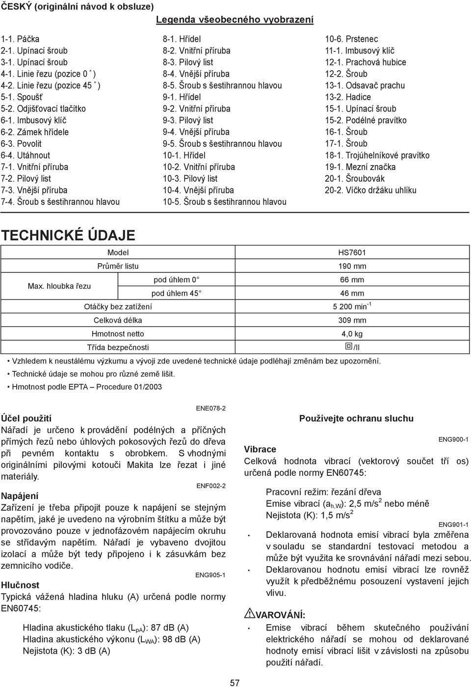 Vn jší p íruba 8-5. Šroub s šestihrannou hlavou 9-. H ídel 9-. Vnit ní p íruba 9-. Pilový list 9-4. Vn jší p íruba 9-5. Šroub s šestihrannou hlavou 0-. H ídel 0-. Vnit ní p íruba 0-. Pilový list 0-4.