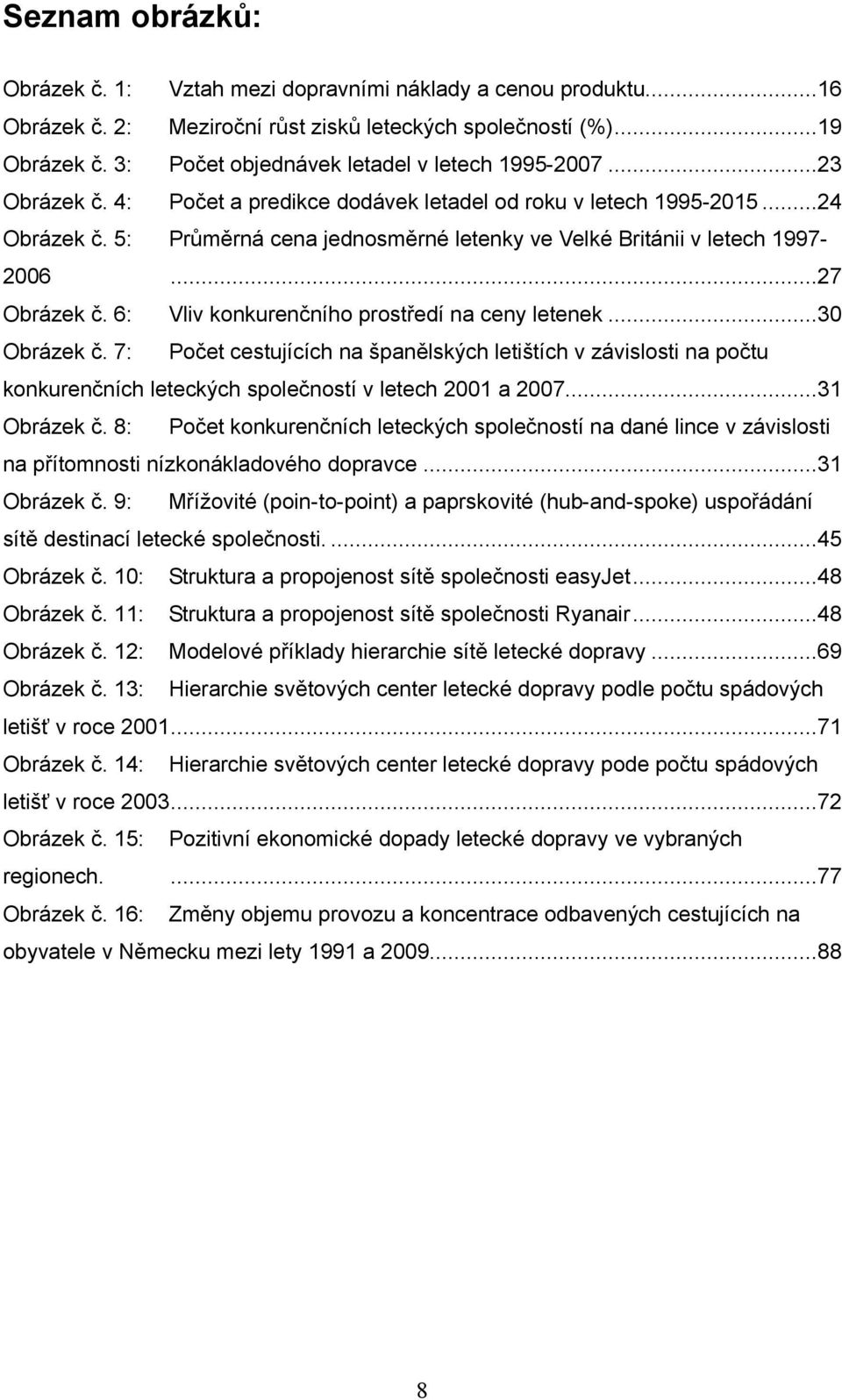 5: Průměrná cena jednosměrné letenky ve Velké Británii v letech 1997-2006...27 Obrázek č. 6: Vliv konkurenčního prostředí na ceny letenek...30 Obrázek č.