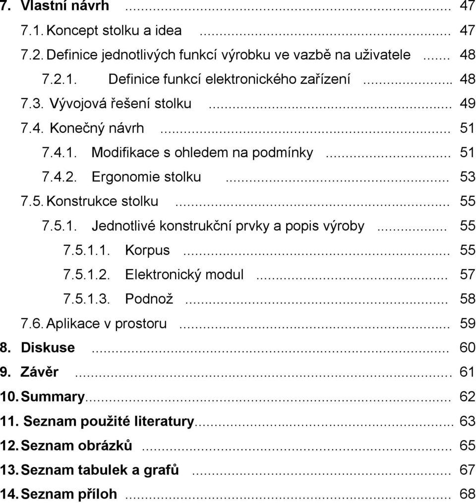 .. 55 7.5.1. Jednotlivé konstrukční prvky a popis výroby... 55 7.5.1.1. Korpus... 55 7.5.1.2. Elektronický modul... 57 7.5.1.3. Podnoţ... 58 7.6. Aplikace v prostoru.