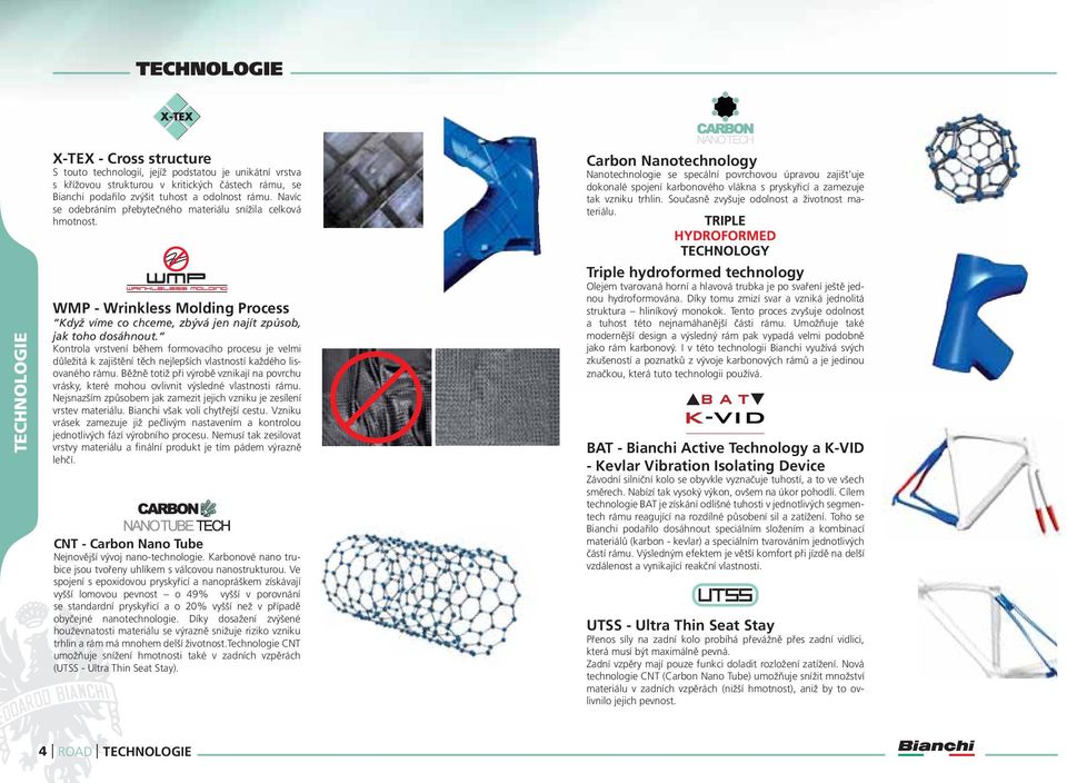 Carbon Nanotechnology Nanotechnologie se specální povrchovou úpravou zajišťuje dokonalé spojení karbonového vlákna s pryskyřicí a zamezuje tak vzniku trhlin.