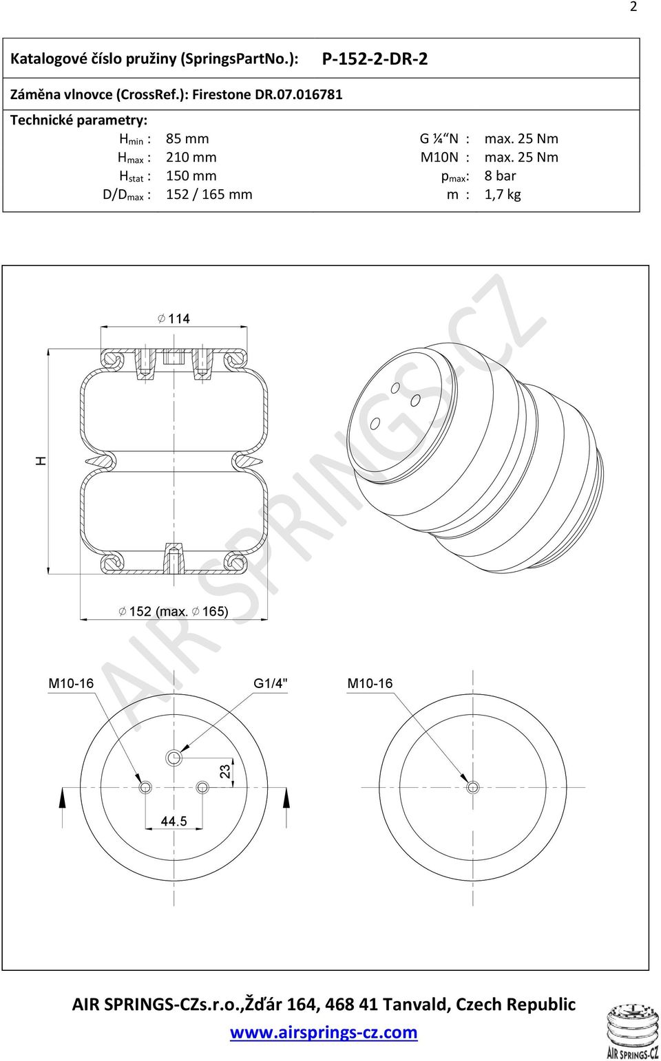 25 Nm max : 210 mm M10N : max.