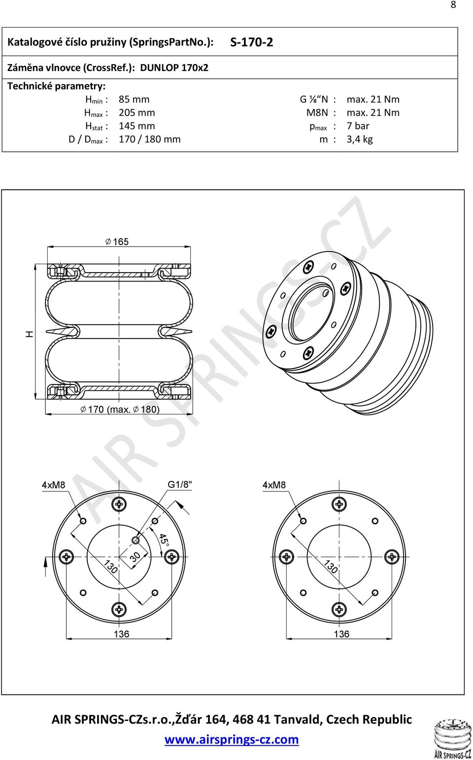 21 Nm max : 205 mm M8N : max.