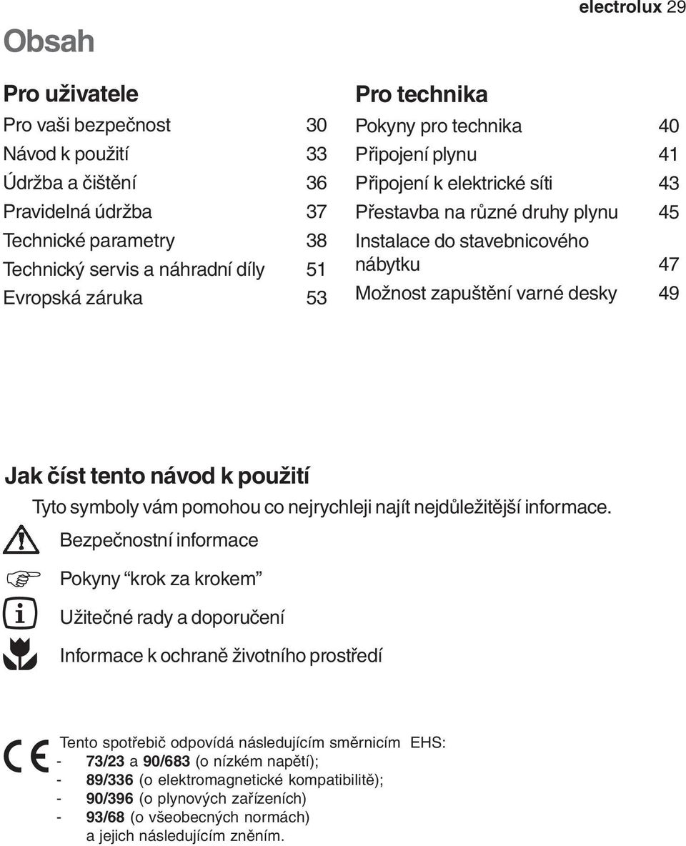 tento návod k použití Tyto symboly vám pomohou co nejrychleji najít nejdůležitější informace.