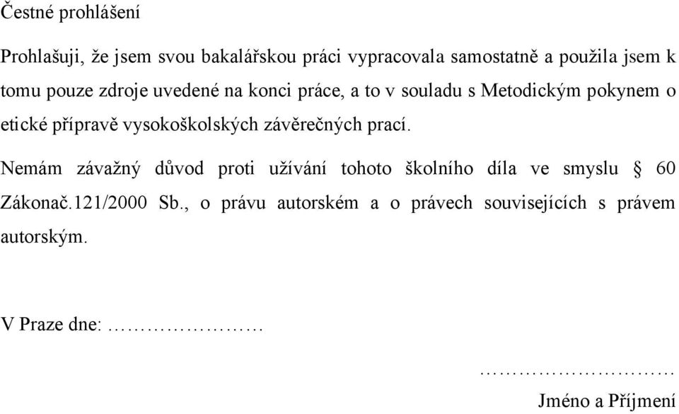 vysokoškolských závěrečných prací.