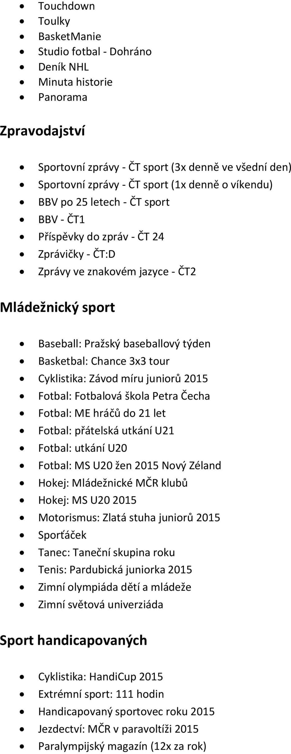 ČT Sport programová skladba Domácí sportovní akce - PDF Free Download