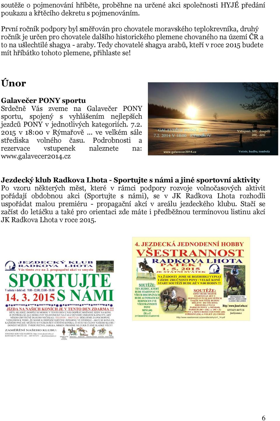 Tedy chovatelé shagya arabů, kteří v roce 2015 budete mít hříbátko tohoto plemene, přihlaste se!