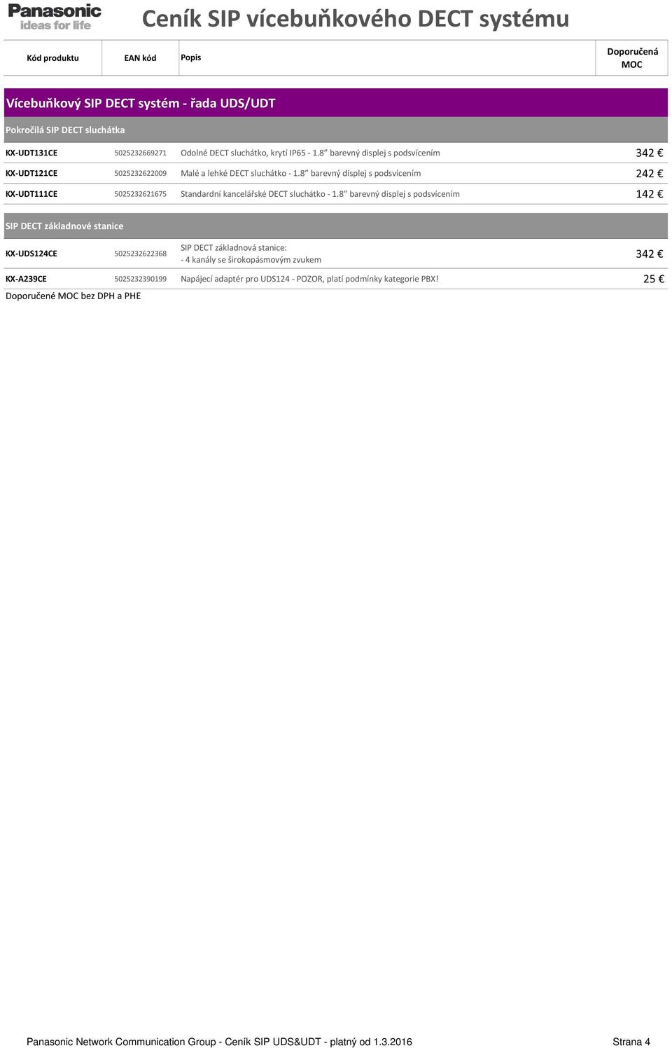 8 barevný displej s podsvícením 242 KX-UDT111CE 5025232621675 Standardní kancelářské DECT sluchátko - 1.