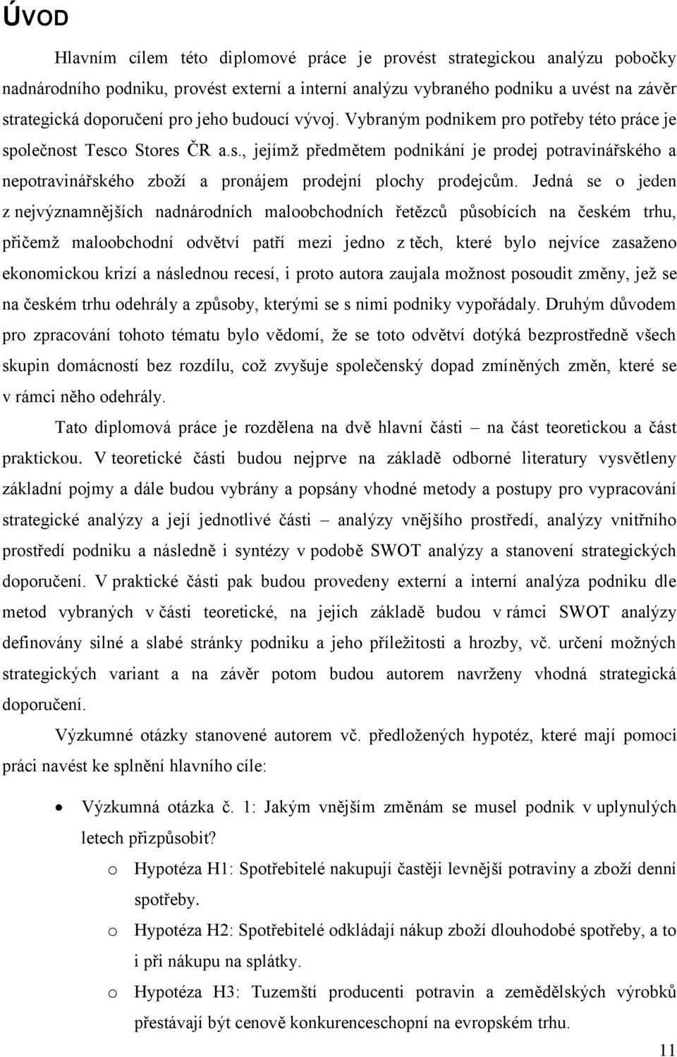 Jedná se o jeden z nejvýznamnějších nadnárodních maloobchodních řetězců působících na českém trhu, přičemţ maloobchodní odvětví patří mezi jedno z těch, které bylo nejvíce zasaţeno ekonomickou krizí