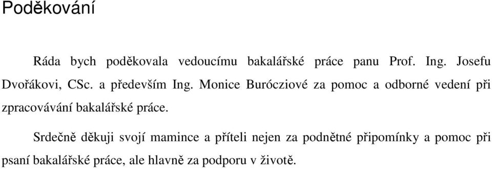 Monice Burócziové za pomoc a odborné vedení při zpracovávání bakalářské práce.