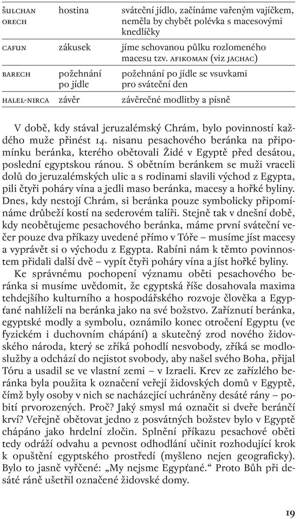 každého muže přinést. nisanu pesachového beránka na připomínku beránka, kterého obětovali Židé v Egyptě před desátou, poslední egyptskou ránou.